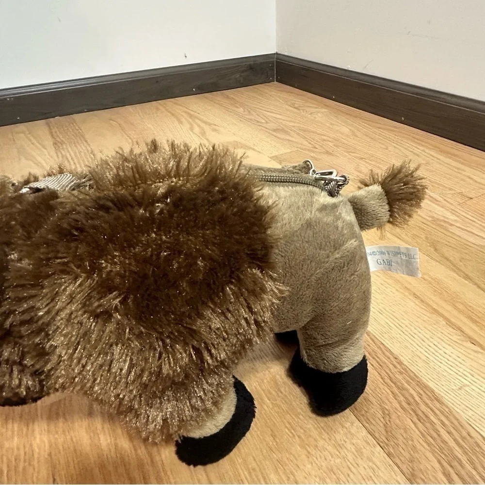 Buffalo Plush Purse Storage Pouch W/ Handle Brown Clutch Stuffed Animal